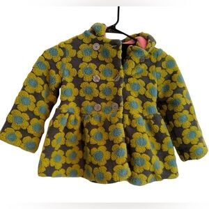 Olive & Lucy by Mack & Co Fleece Hooded Button BOHO Floral Peacoat Size 24 Month